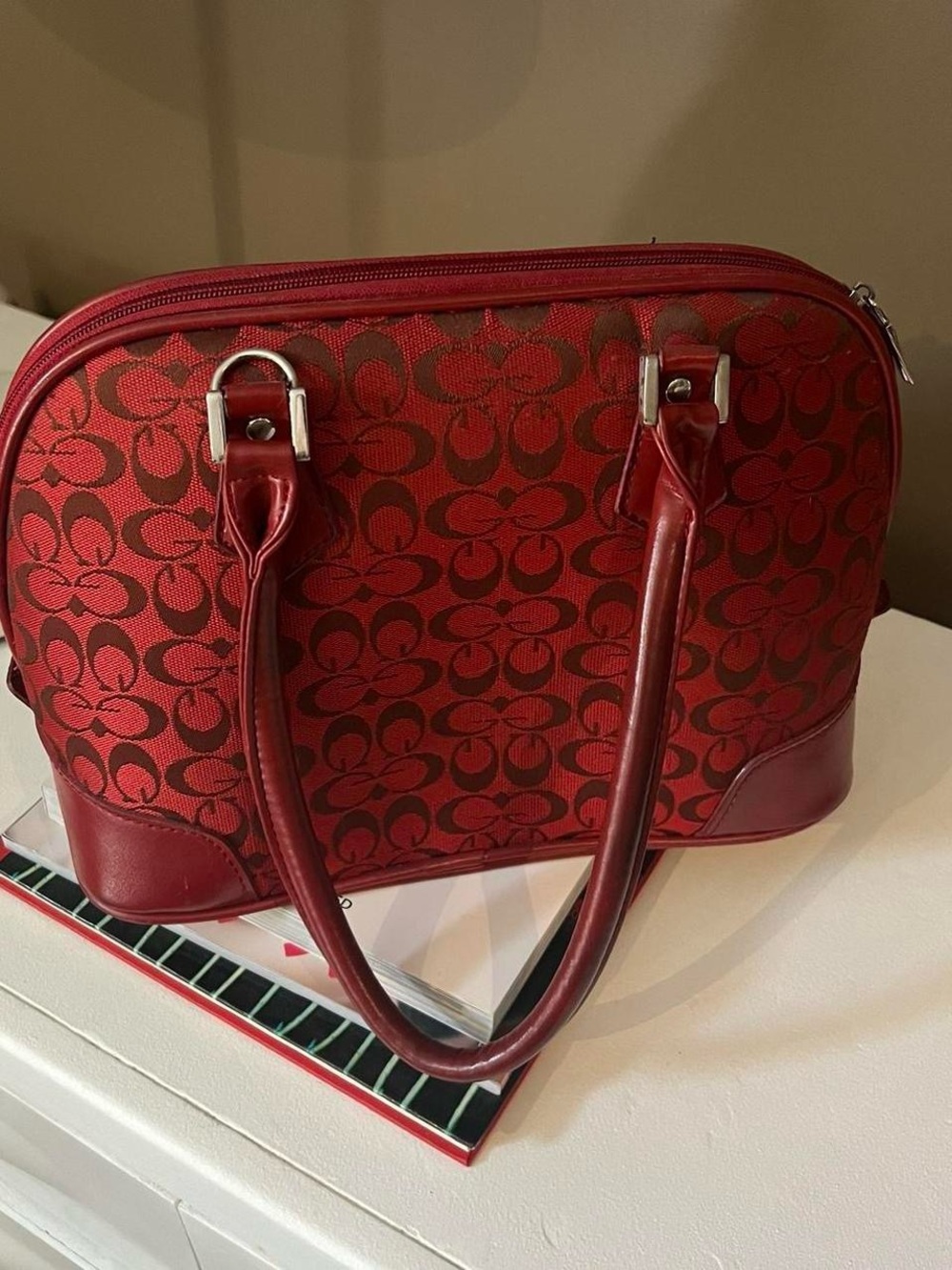 Vintage Red Monogram Purse Bag - Picture 4 of 8